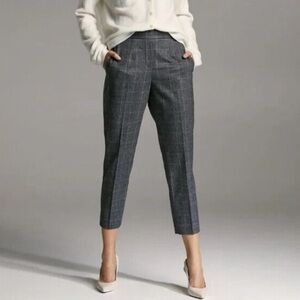 Babaton Gray Windowpane Cropped Trousers